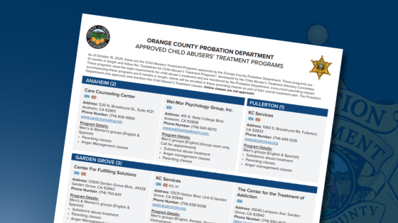 Child Abusers Treatment Program Sheet