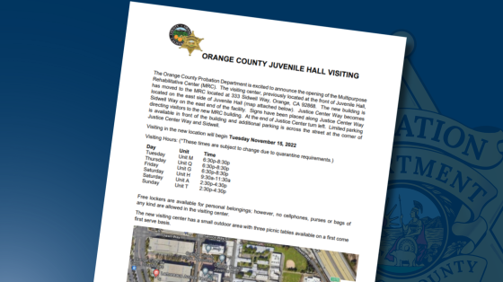 Juvenile Hall Visting Flyer